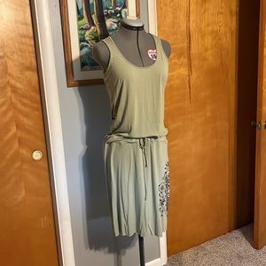 Athleta Racerback Drop Drawstring Waist Soft Tank Top Dress M Green Purple